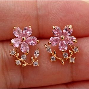 Gold Filled & Pink Zircon Stud Earrings